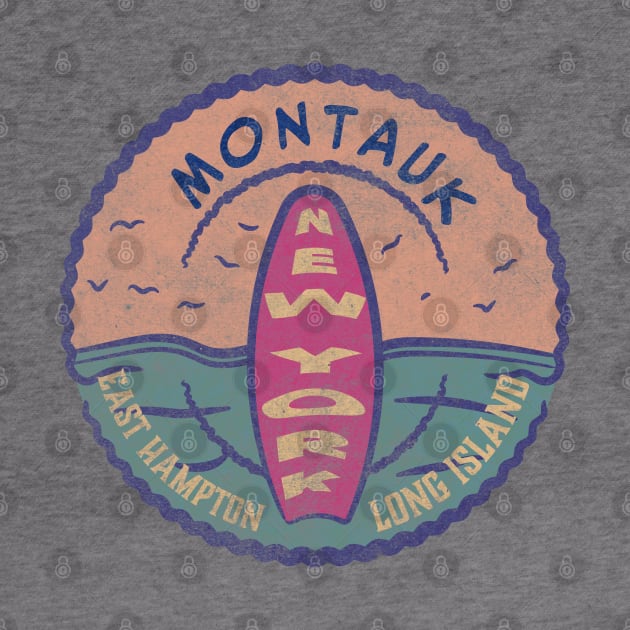 Montauk Vintage Surf Logo New York by Alexander Luminova